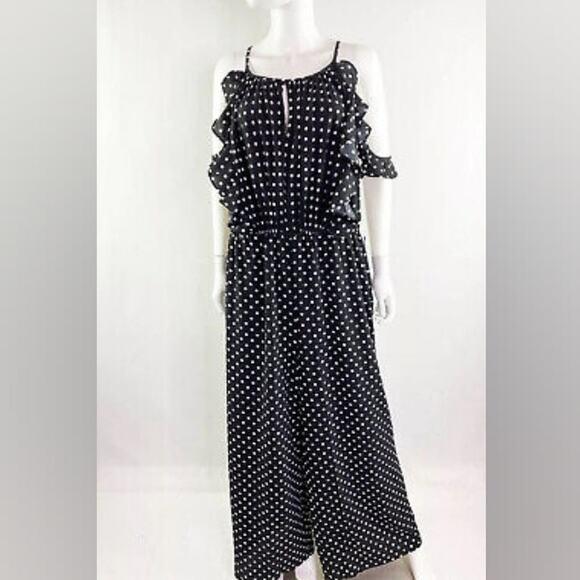 Lane Bryant Plus Size Black Polka Dot Ruffle Jumper Jumpsuit Dress 16 new - Picture 5 of 12